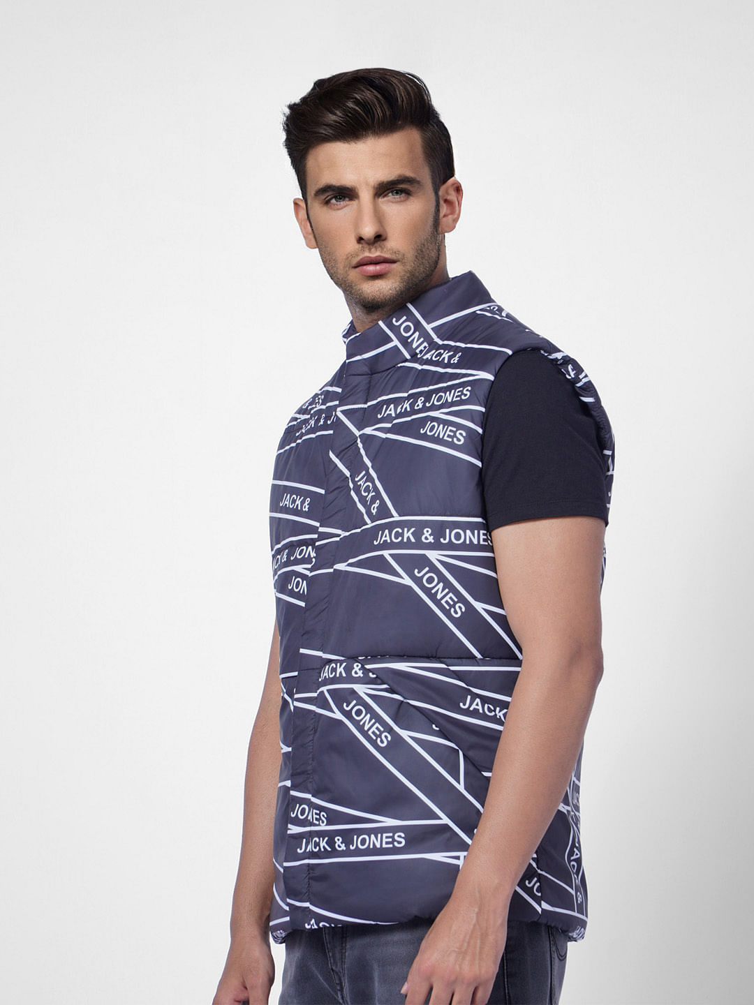 Blue Logo Print Body Warmer Vest