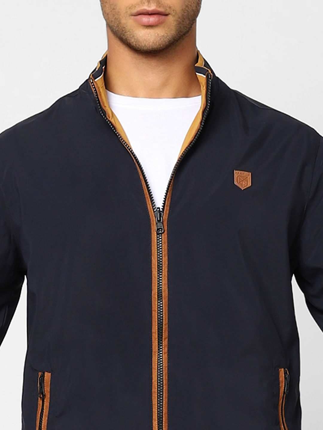 Navy Blue Reversible Zip-Up Jacket
