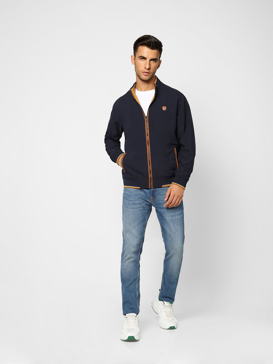 Navy Blue Reversible Zip-Up Jacket