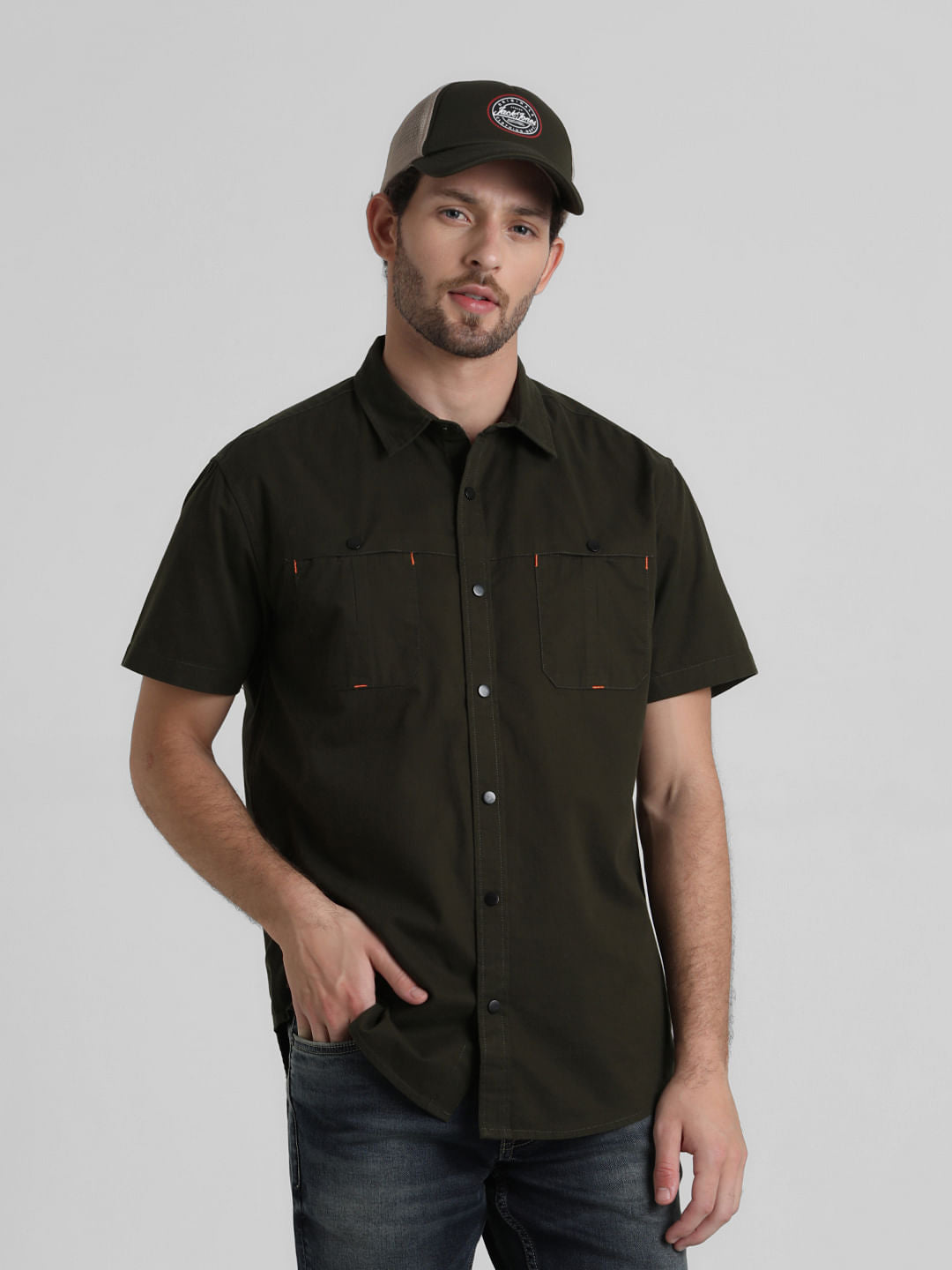 Green Cut & Sew Short Sleeves Shirt - S