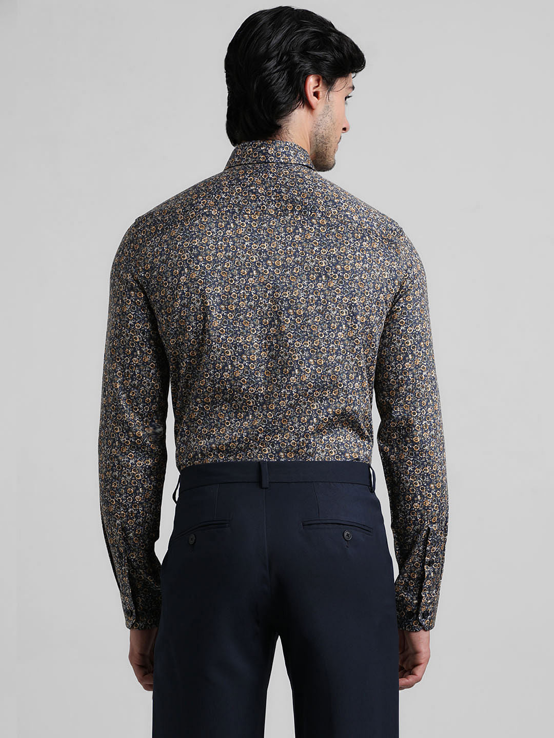 Black Ditsy Floral Print Formal Shirt