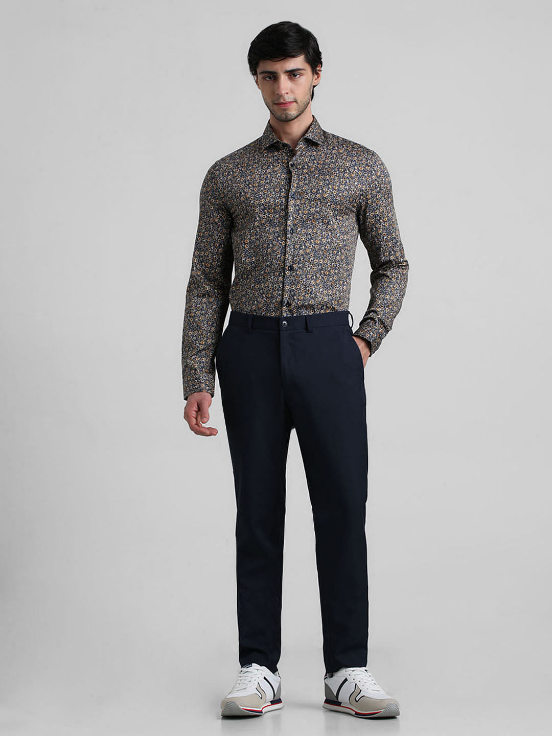 Black Ditsy Floral Print Formal Shirt