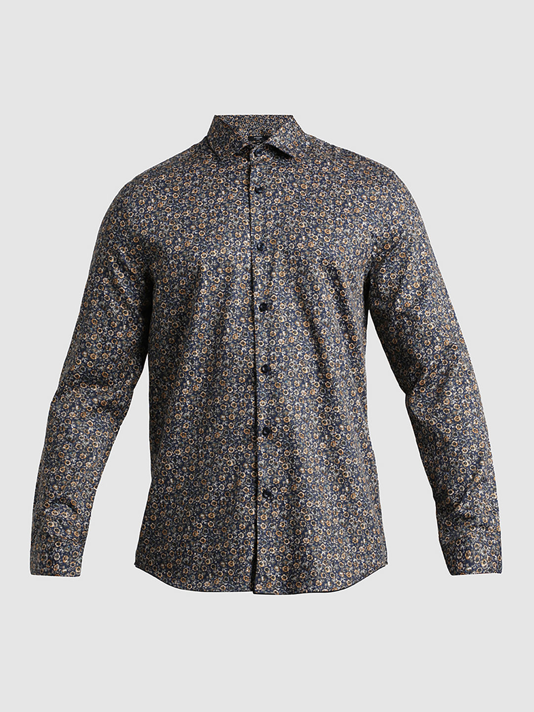 Black Ditsy Floral Print Formal Shirt