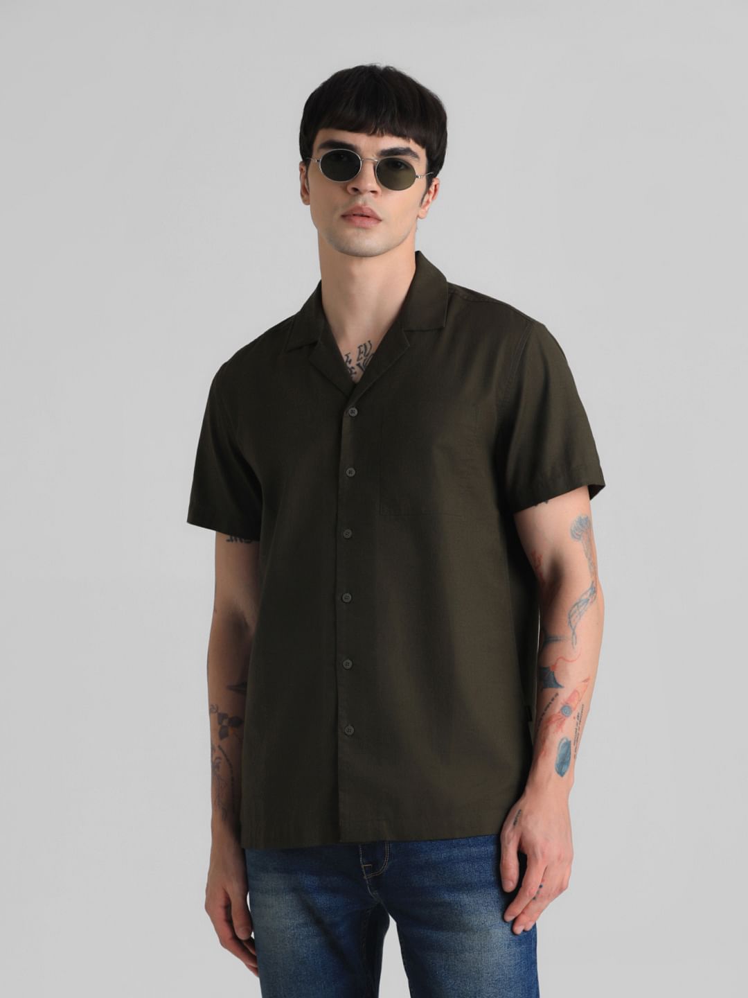 Olive Short Sleeves Shirt - S