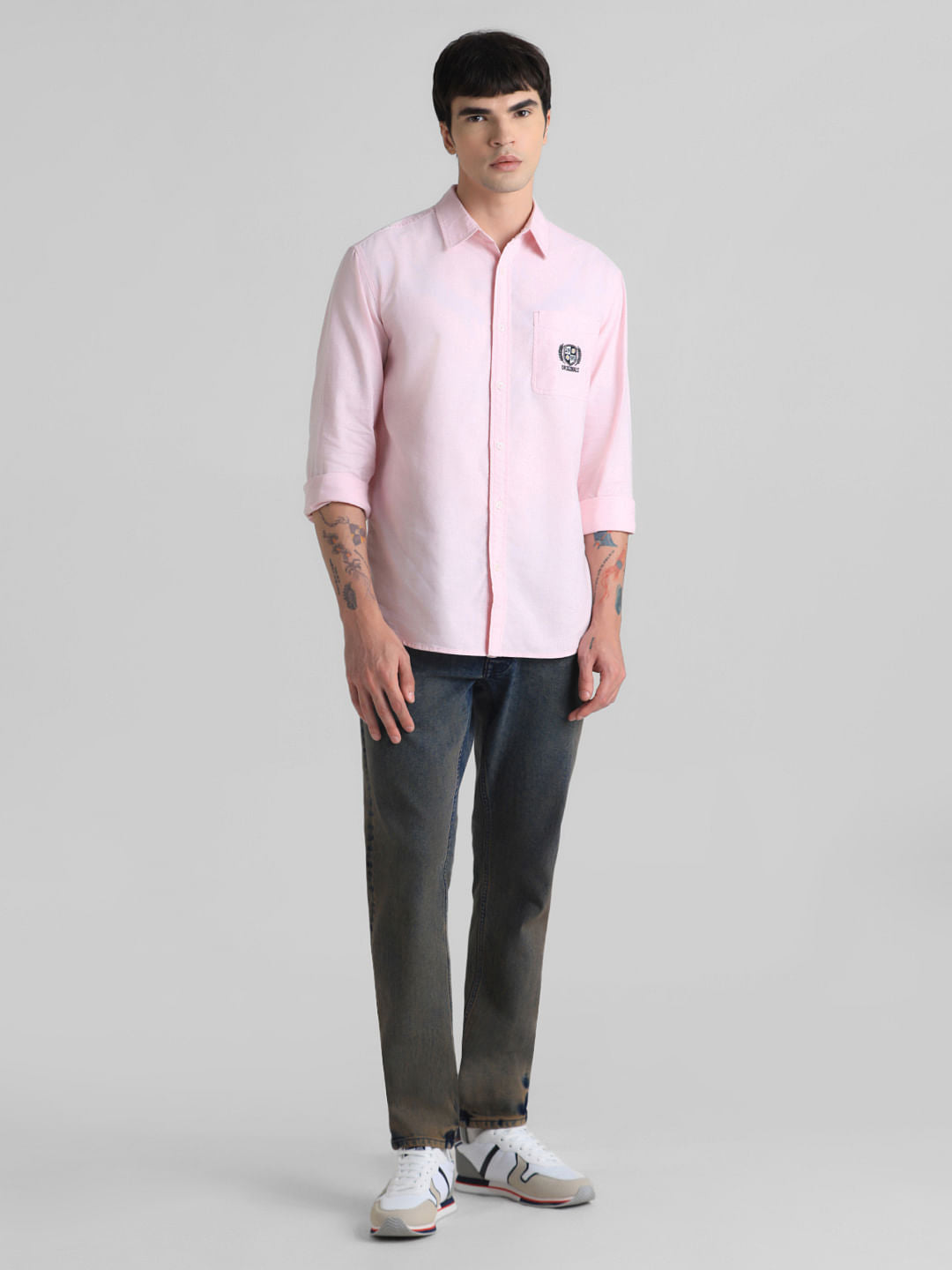 Pink Embroidered Patch Shirt