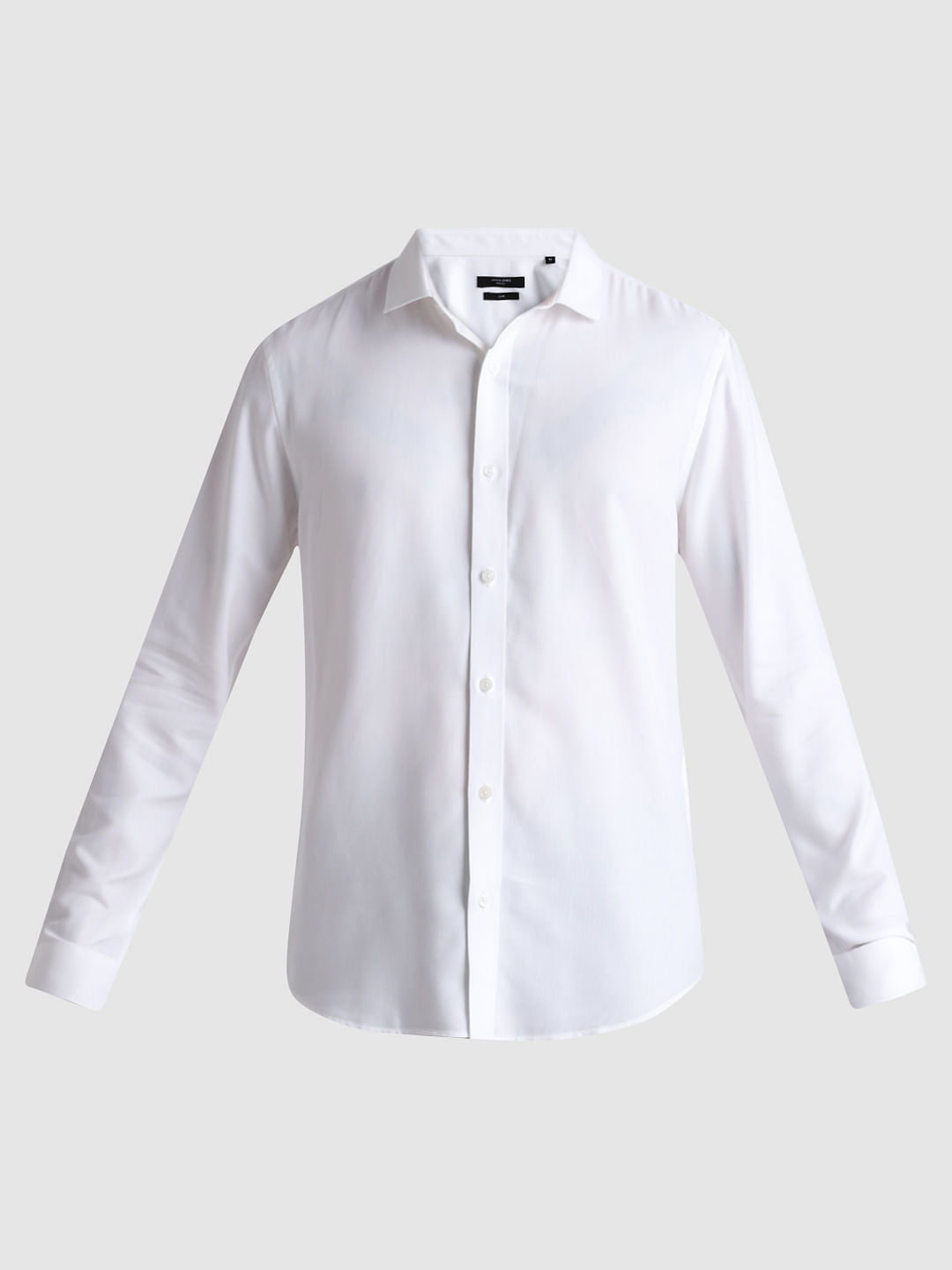 White Full Sleeves Solid Shirt