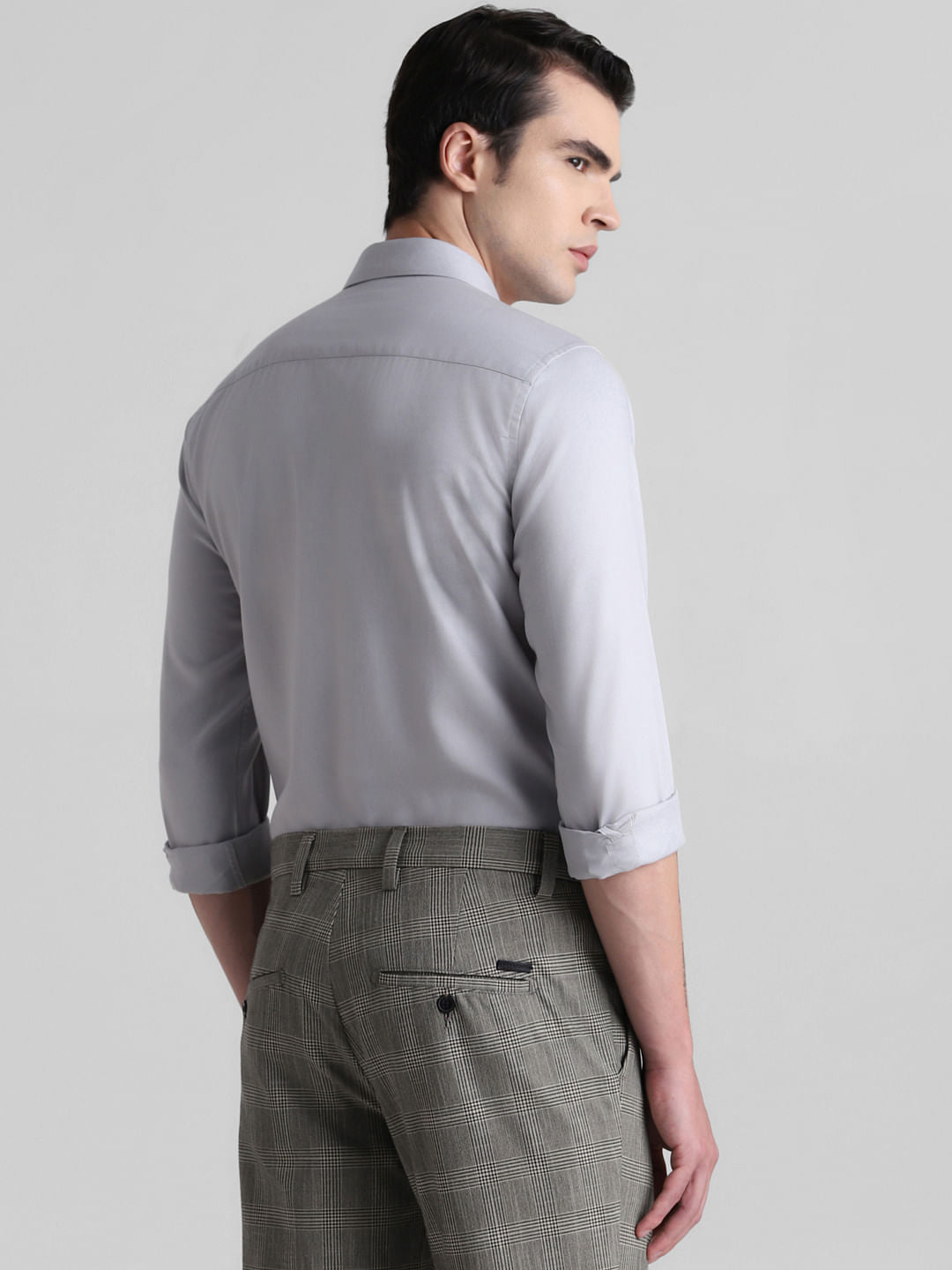 Grey Full Sleeves Solid Shirt