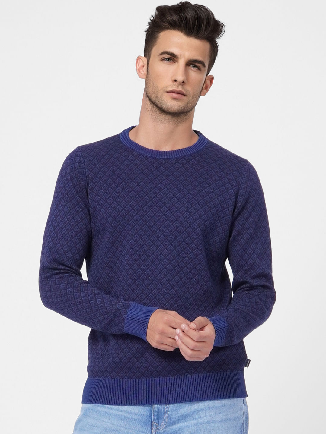Blue Printed Sweater