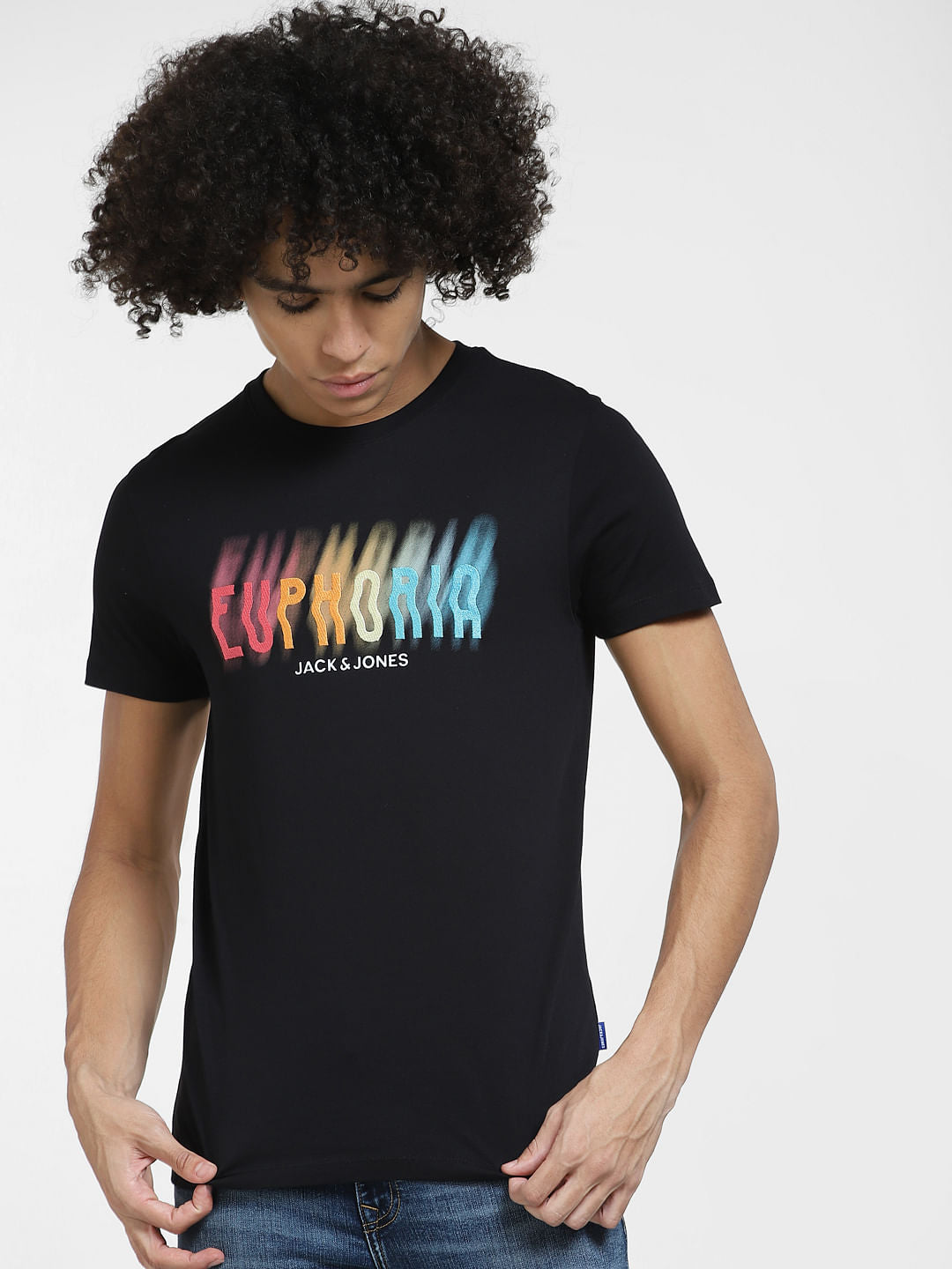 Black Printed Crew Neck T-shirt