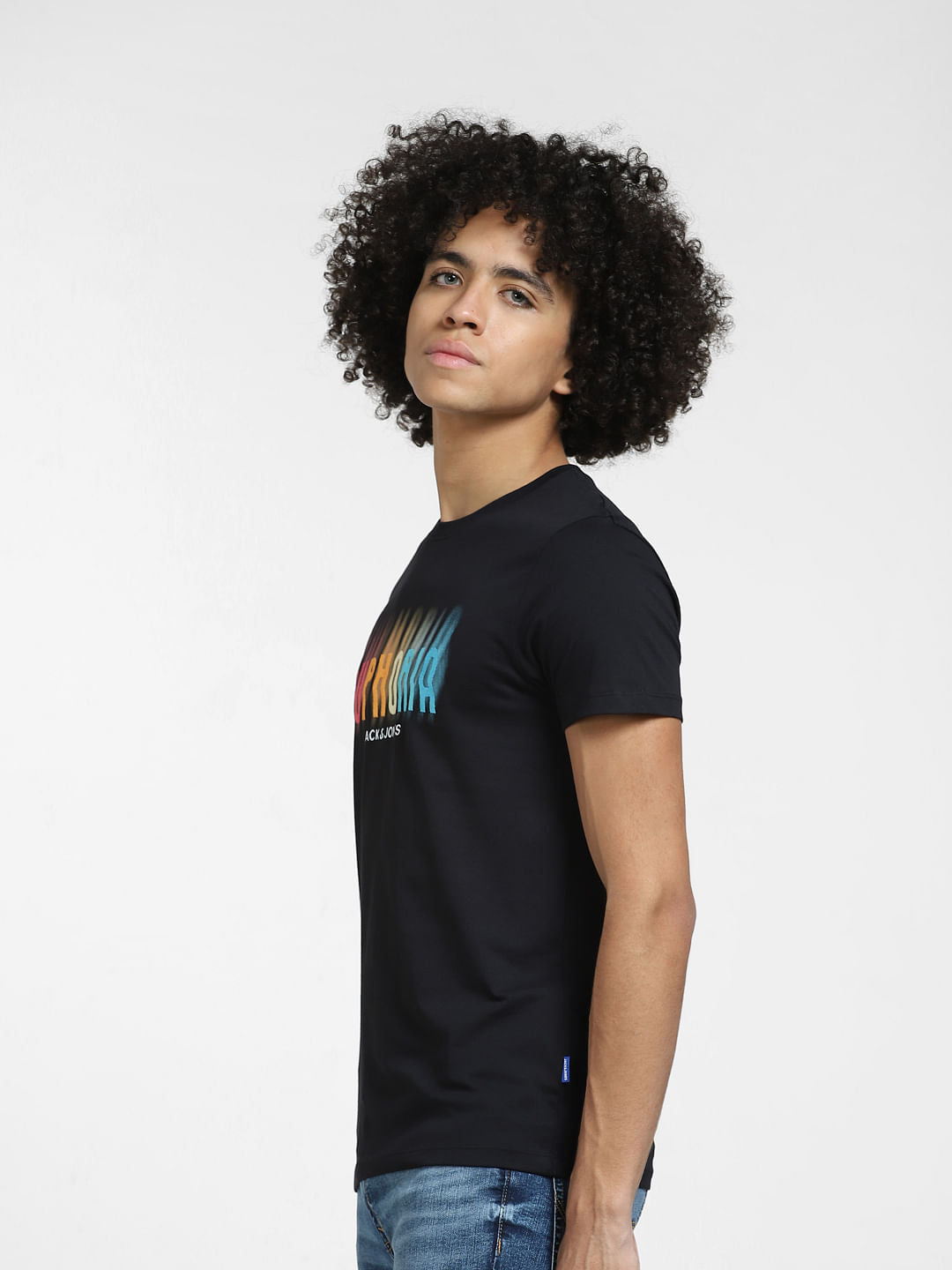 Black Printed Crew Neck T-shirt