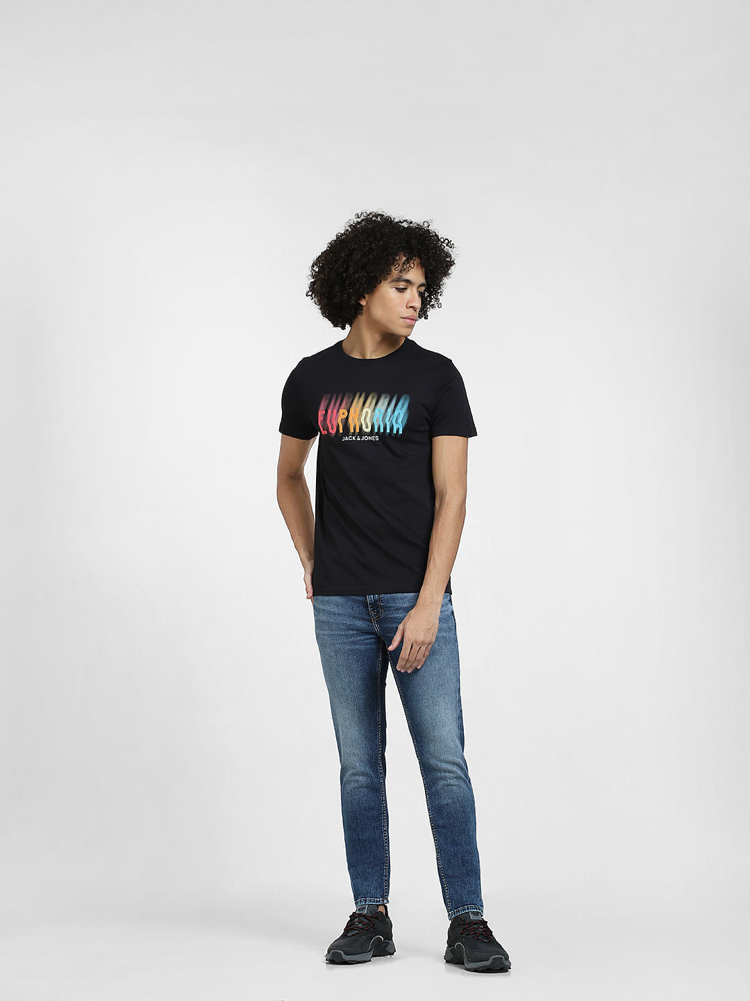 Black Printed Crew Neck T-shirt