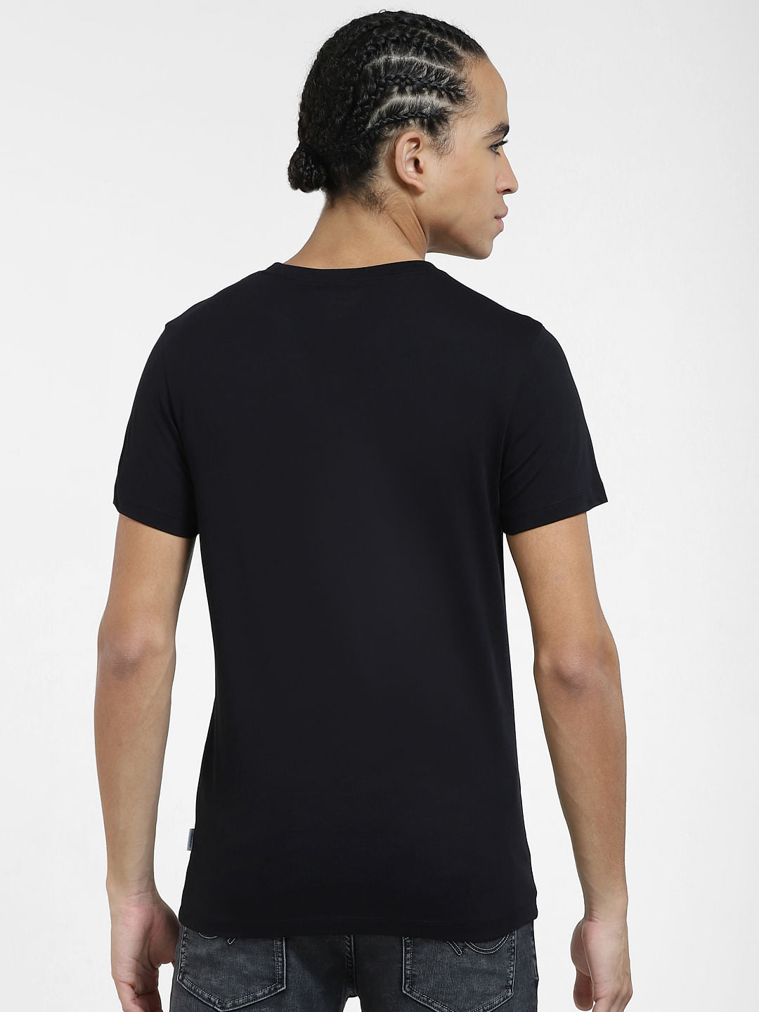 Black Graphic Text Print T-shirt