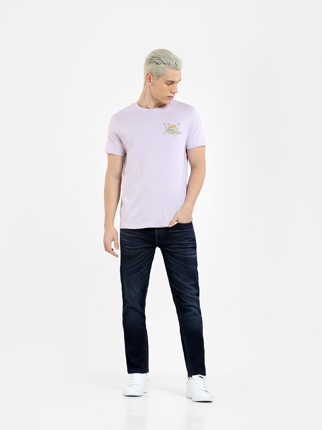 Lilac Printed Crew Neck T-shirt