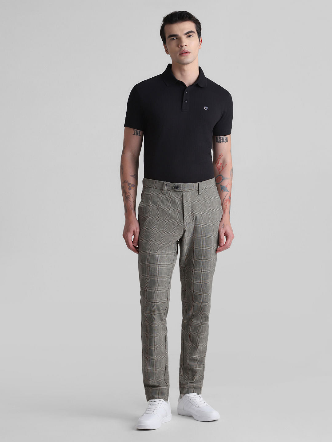 Black Ribbed Sleeve Polo T-shirt