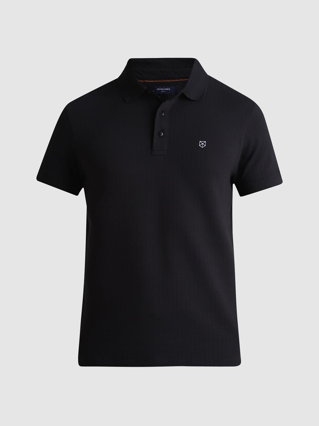 Black Ribbed Sleeve Polo T-shirt