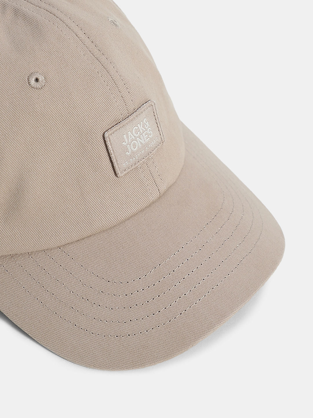 Beige Cotton Baseball Cap