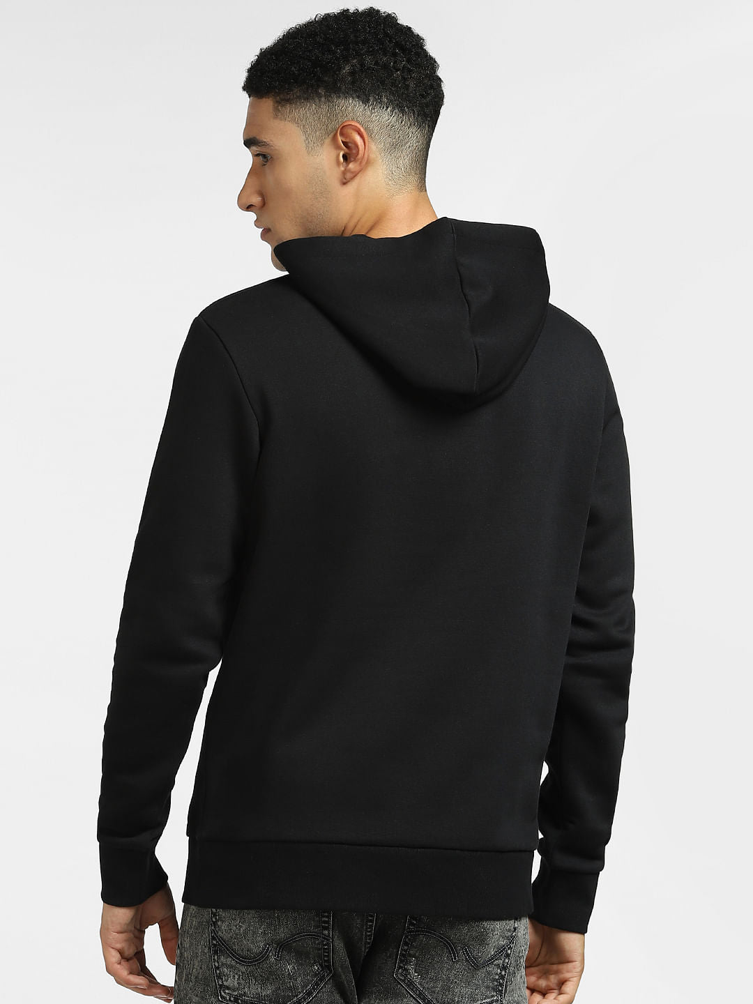 Black Logo Print Hooded Sweatshirt