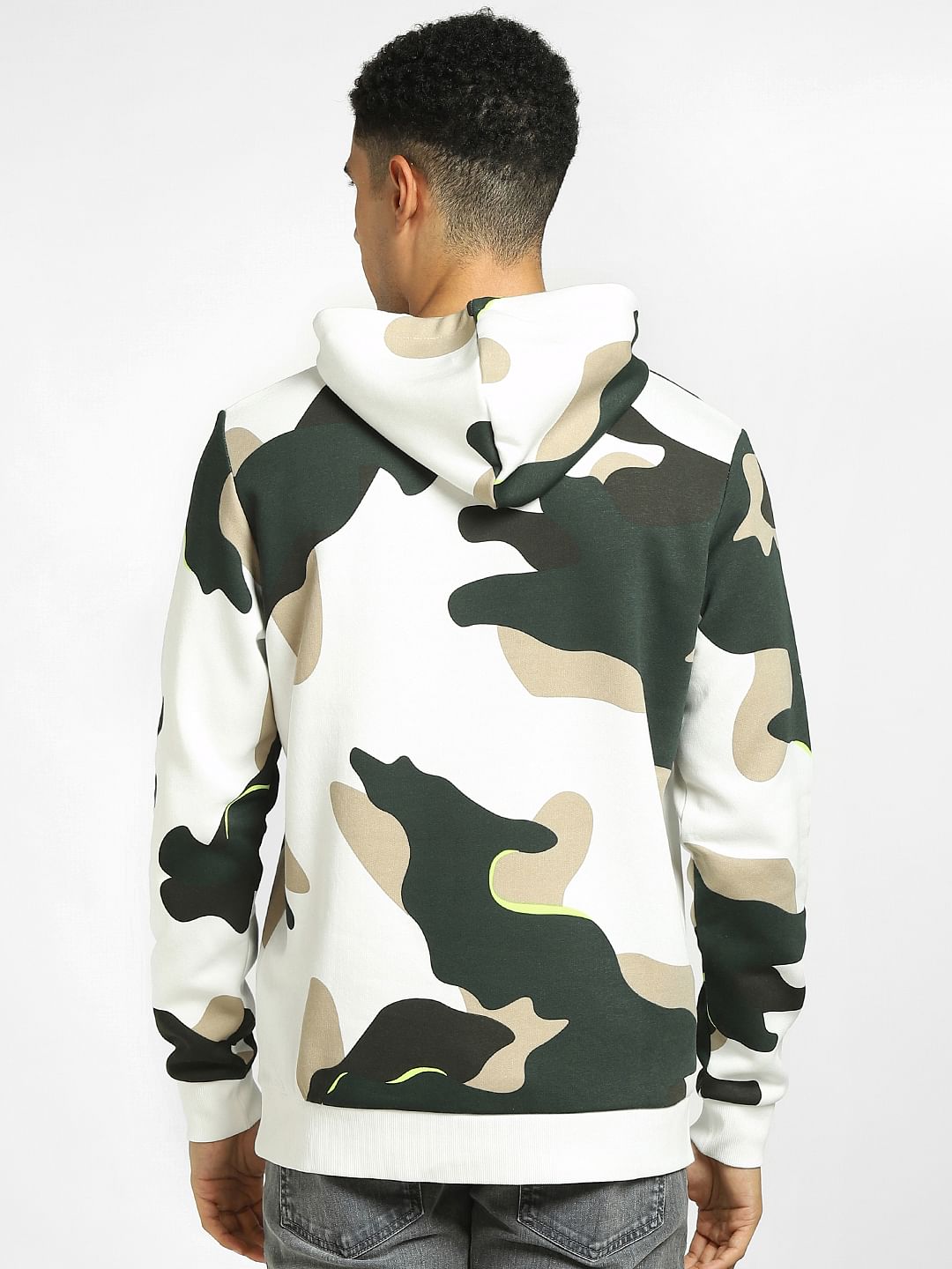 White Camo Print Hooded Sweatshirt
