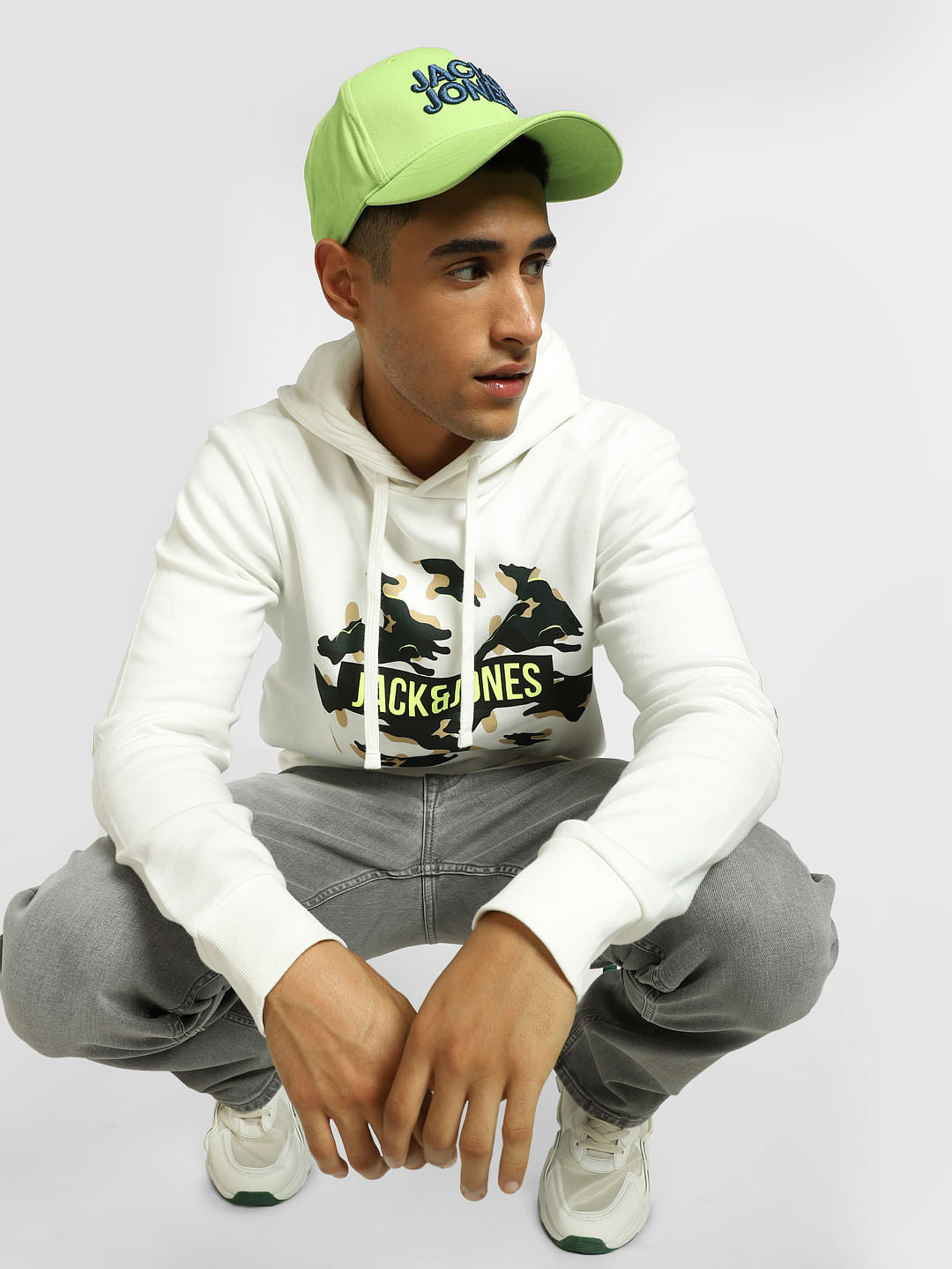 White Camo Print Hooded Sweatshirt - S