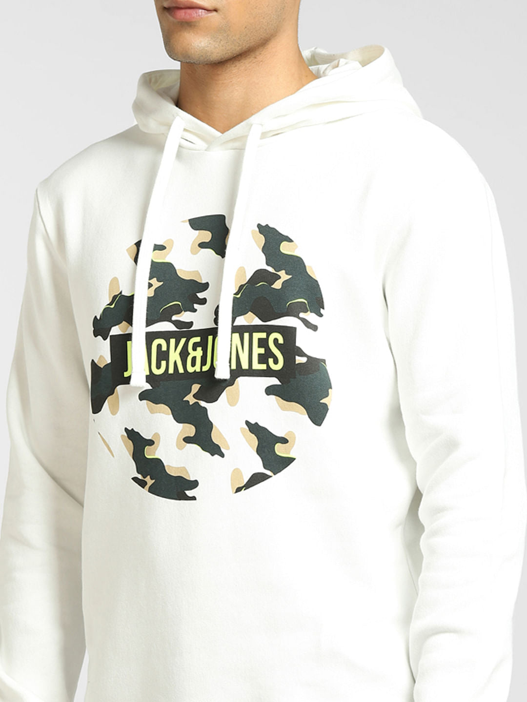White Camo Print Hooded Sweatshirt