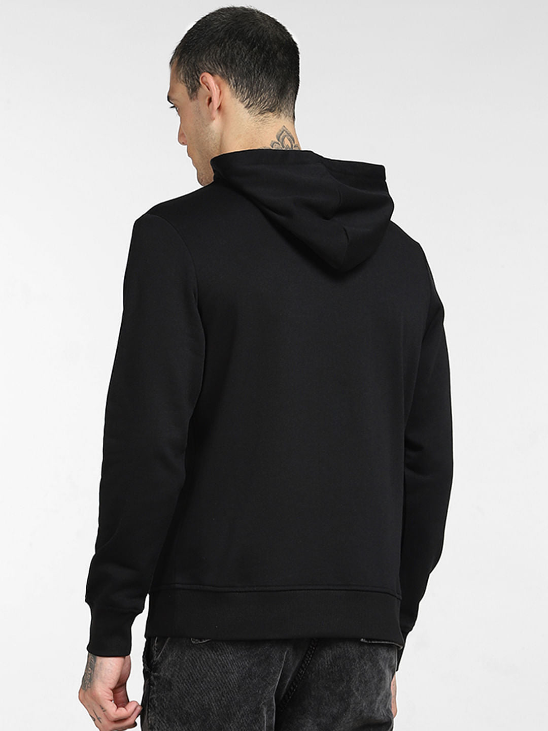 Black Logo Print Hooded Sweatshirt