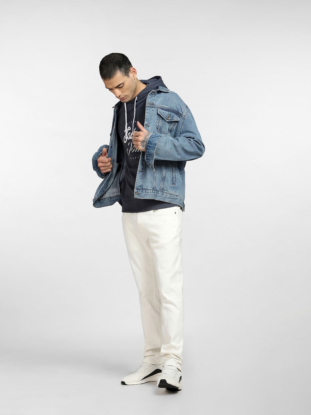 Blue Logo Print Hooded Sweatshirt - S