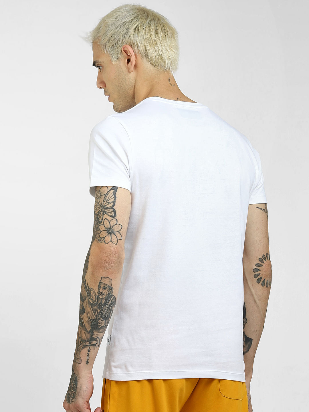 White Logo Print Crew Neck T-shirt