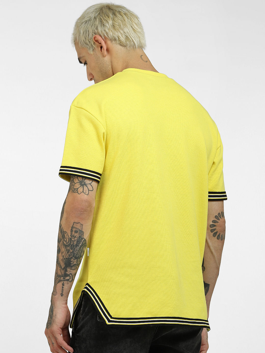 Yellow Contrast Tipping Crew Neck T-shirt