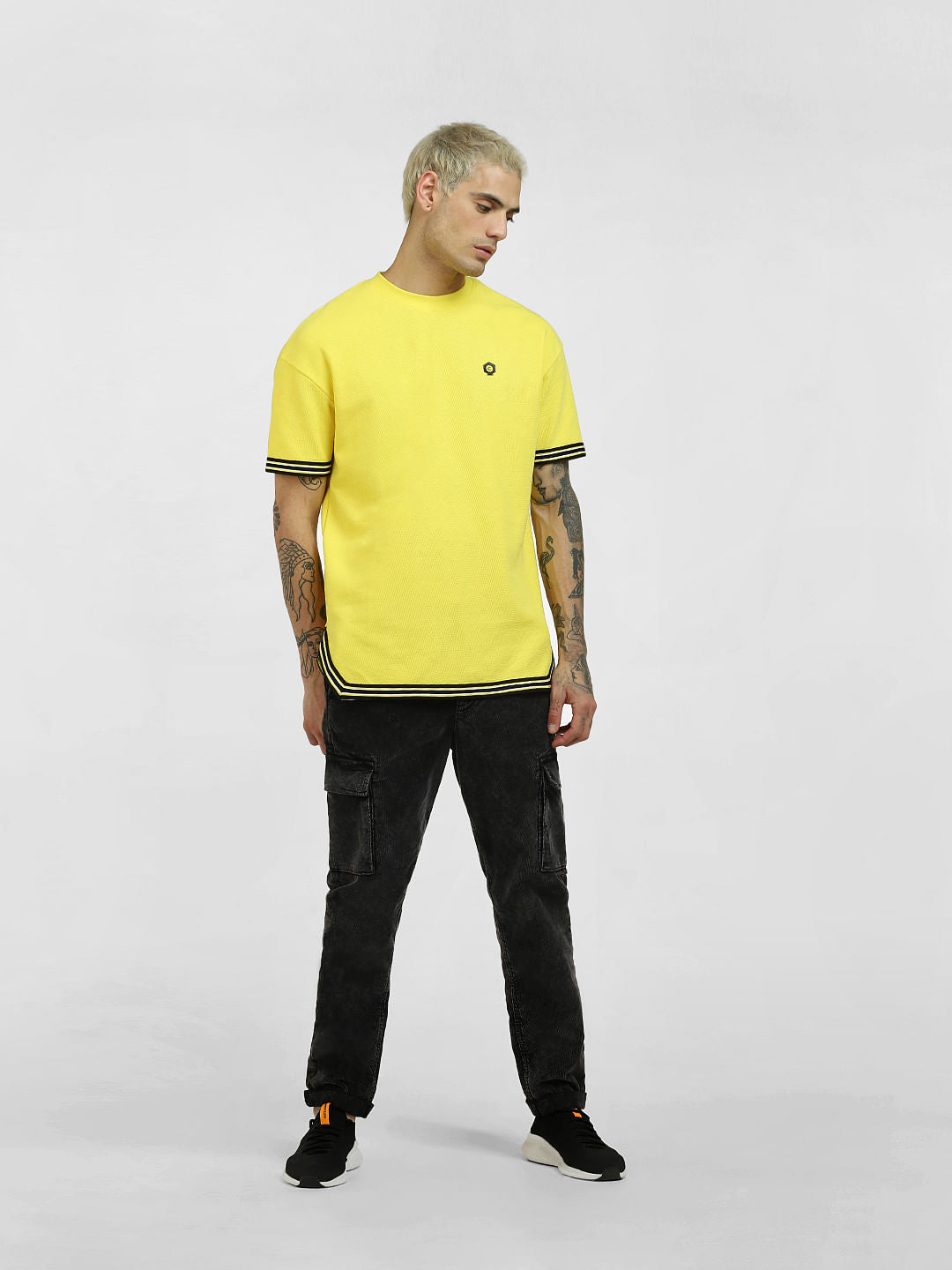 Yellow Contrast Tipping Crew Neck T-shirt