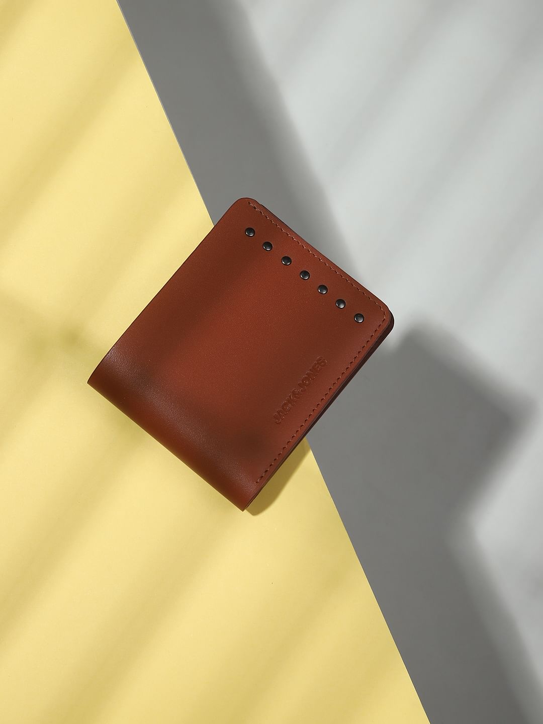 Brown Studded Leather Wallet - ONE