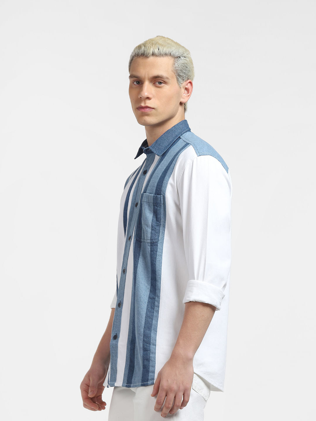 METAVERSE White Striped Full Sleeves Shirt