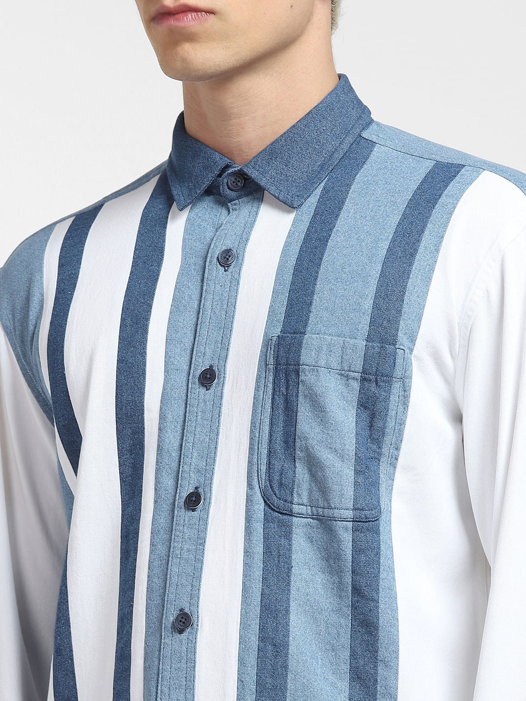 METAVERSE White Striped Full Sleeves Shirt