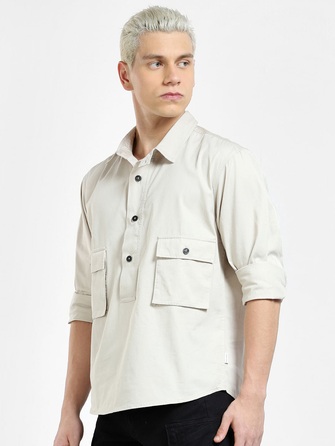 Grey Oversized Full Sleeves Shirt