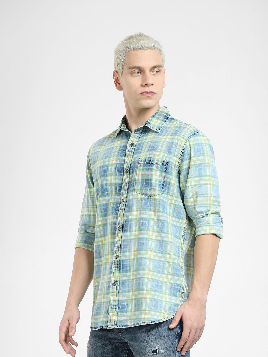 Green Check Full Sleeves Shirt