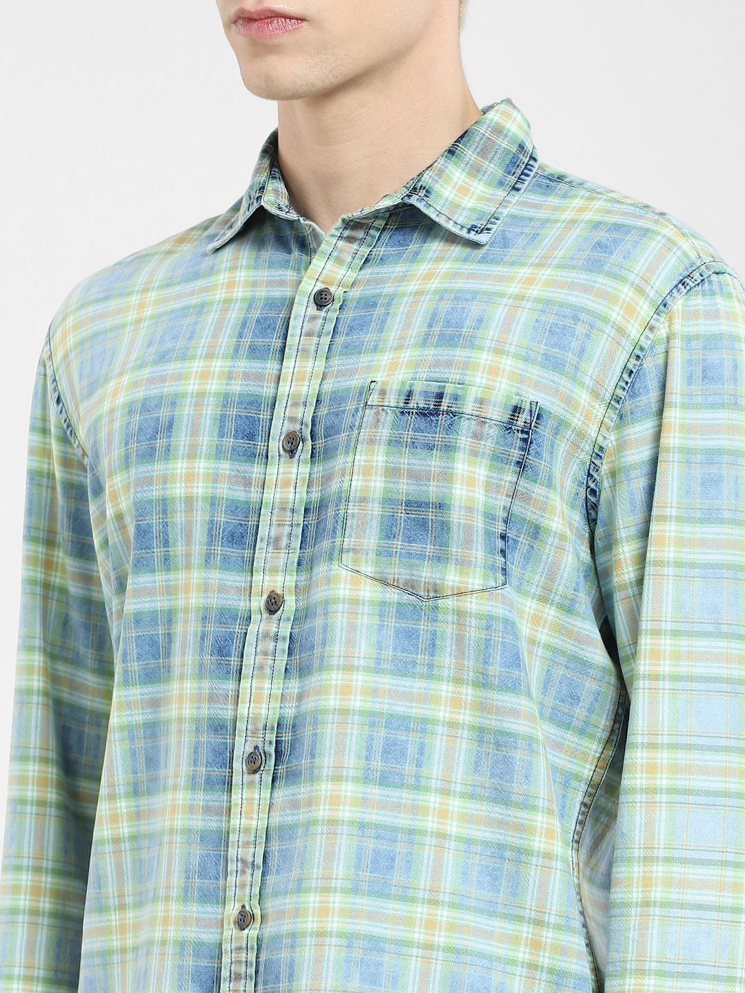 Green Check Full Sleeves Shirt