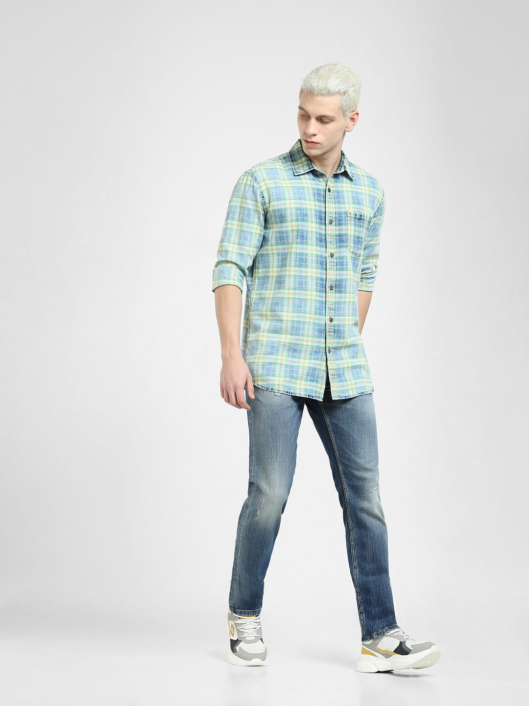 Green Check Full Sleeves Shirt