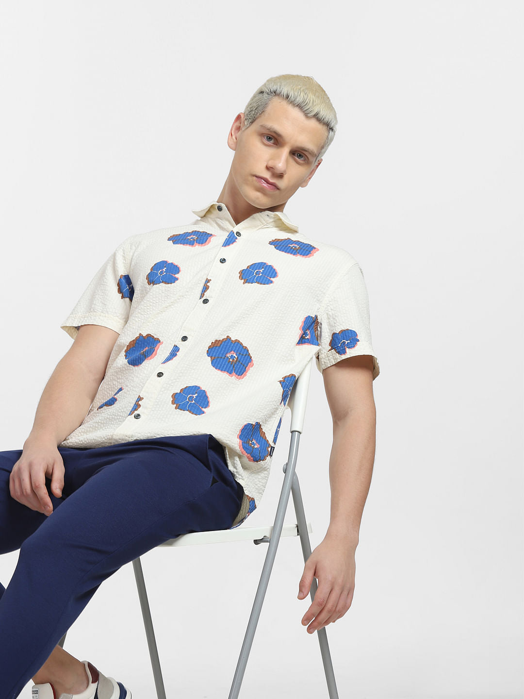 Off-White Floral Short Sleeves Shirt - S
