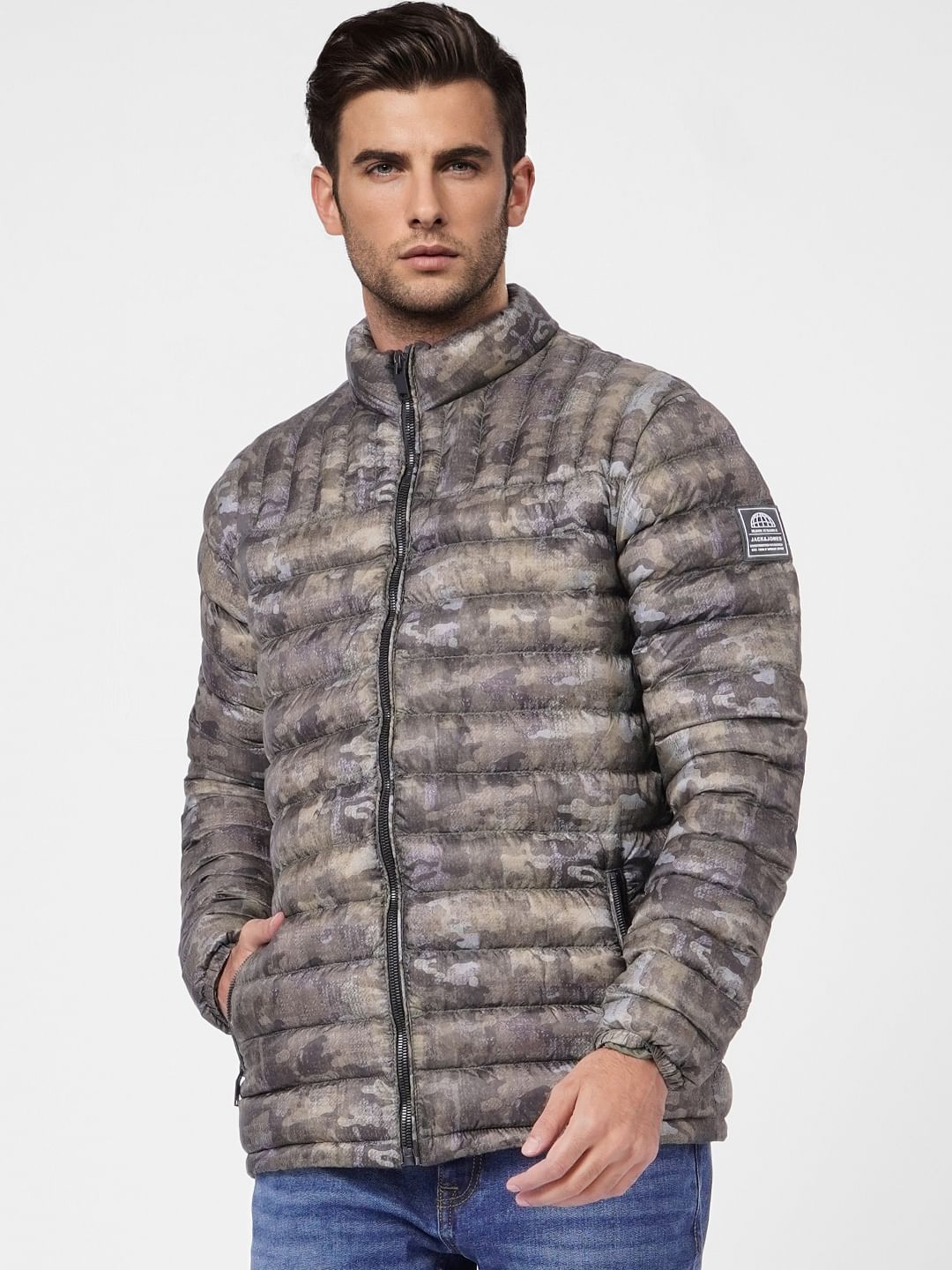 Olive Green Camo Puffer Jacket