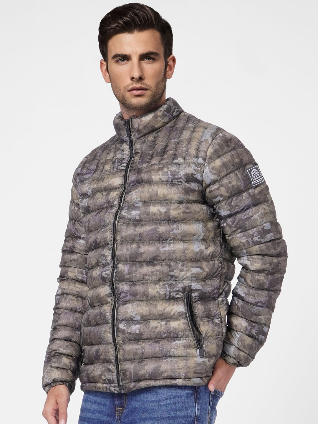 Olive Green Camo Puffer Jacket