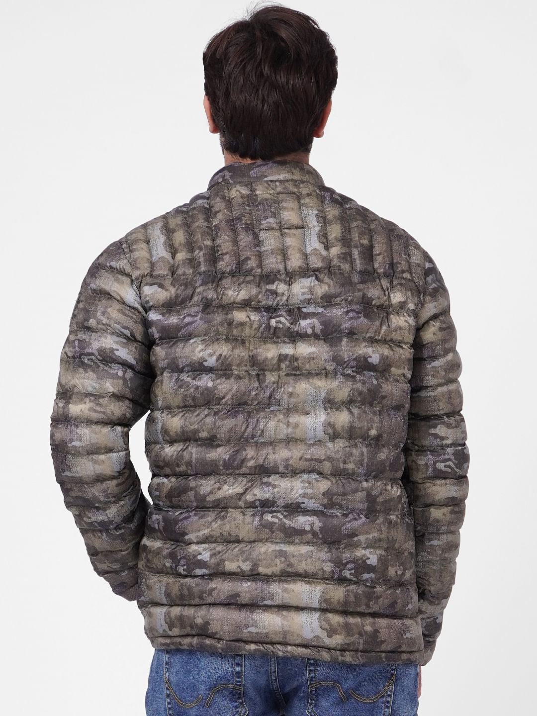 Olive Green Camo Puffer Jacket