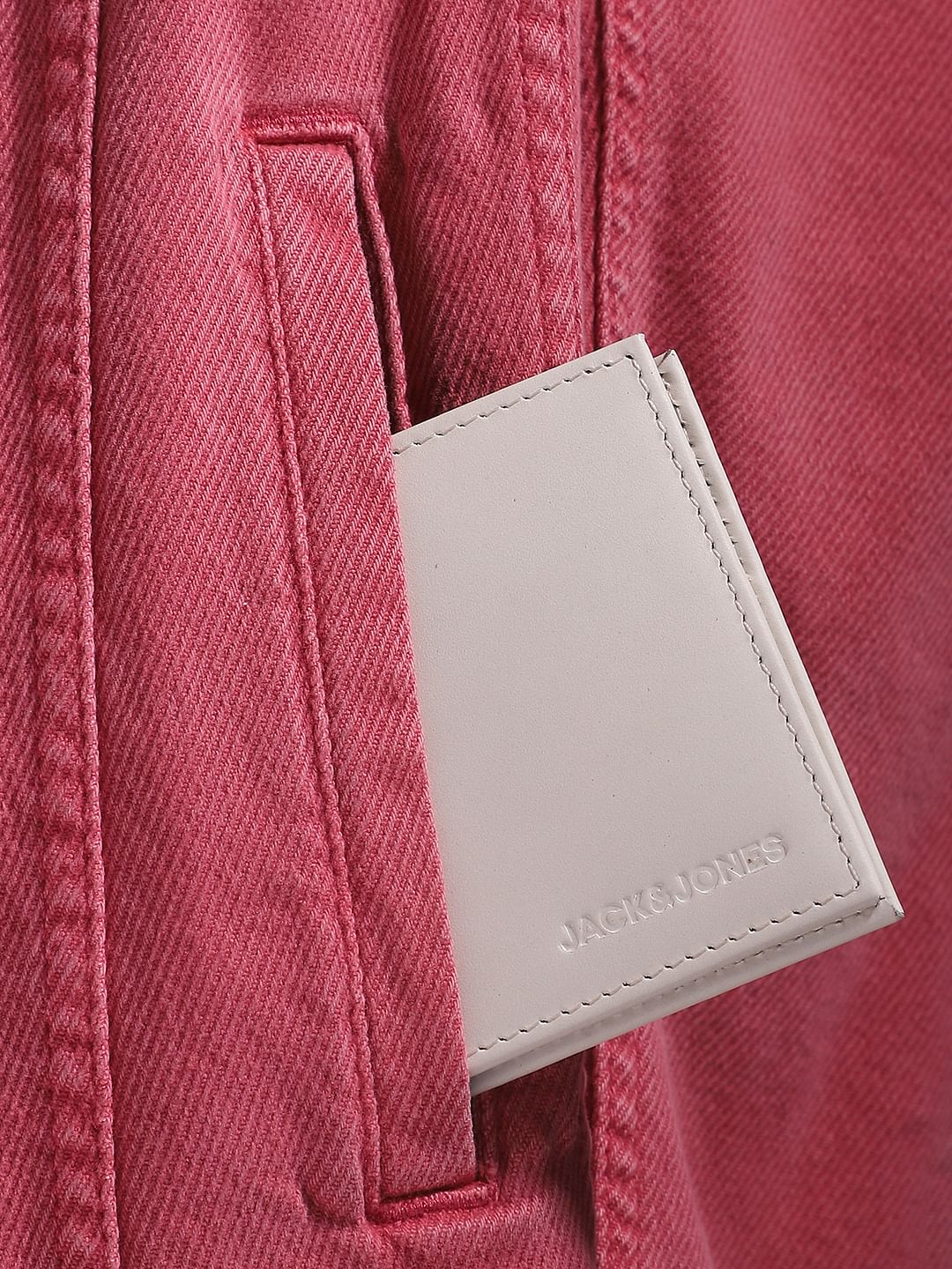 White Colourblocked Leather Wallet