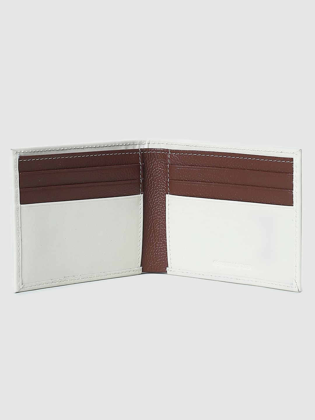 White Colourblocked Leather Wallet