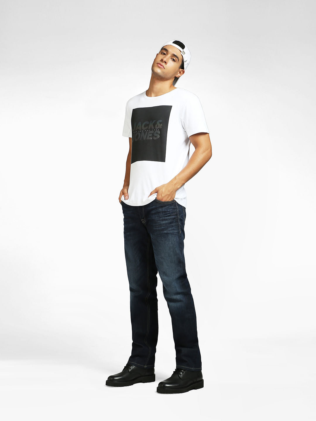 Dark Blue Mid Rise Clark Straight Jeans - 28/30