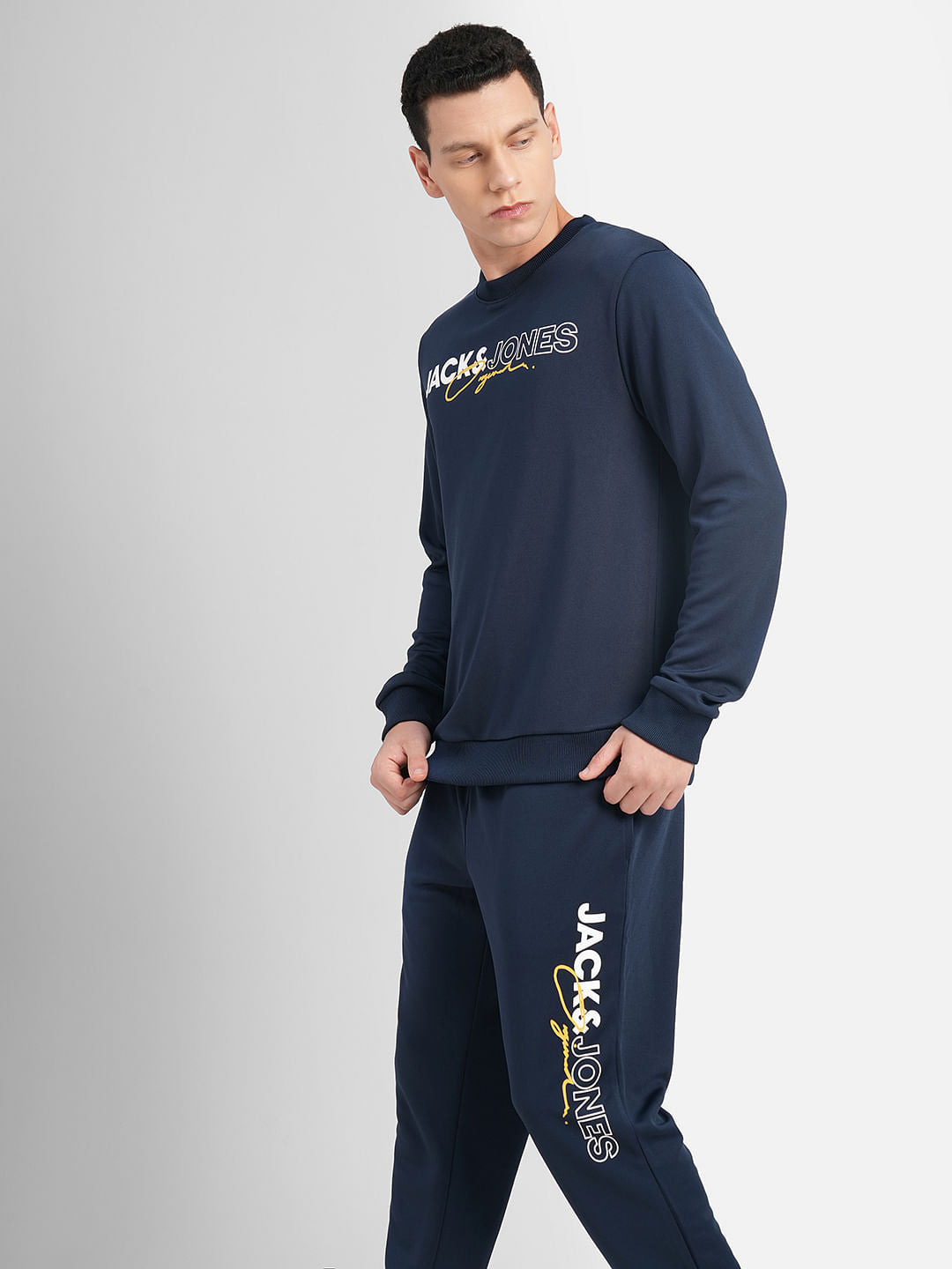 Navy Blue Logo Print Tracksuit