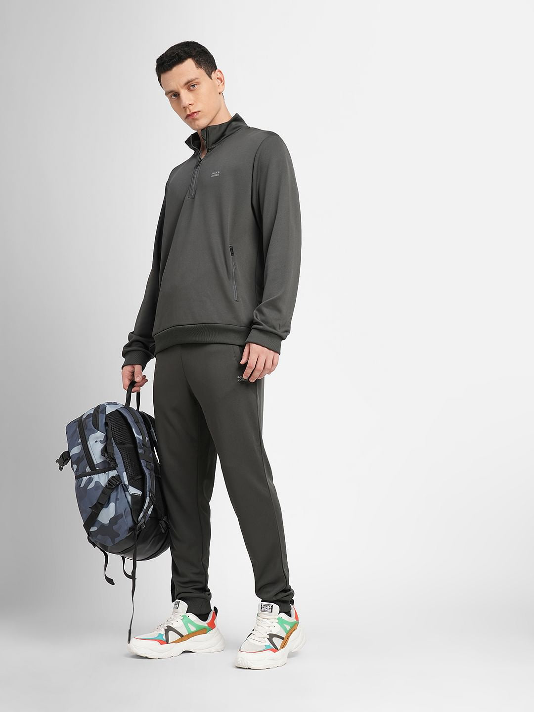 Dark Grey Logo Print Tracksuit