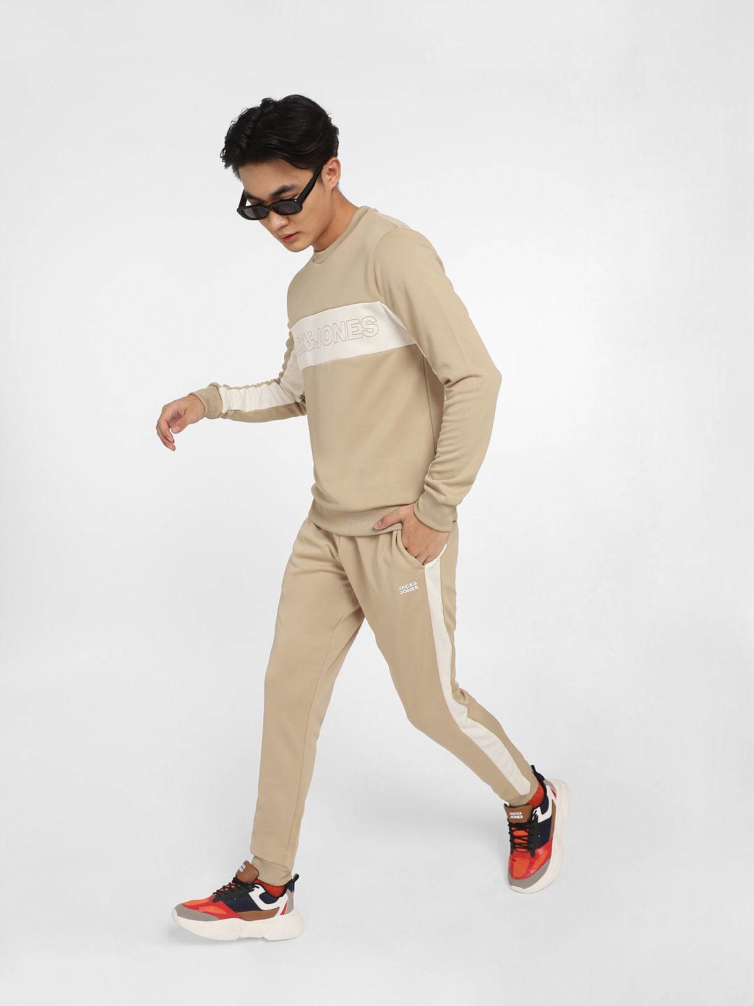 Beige Logo Print Tracksuit