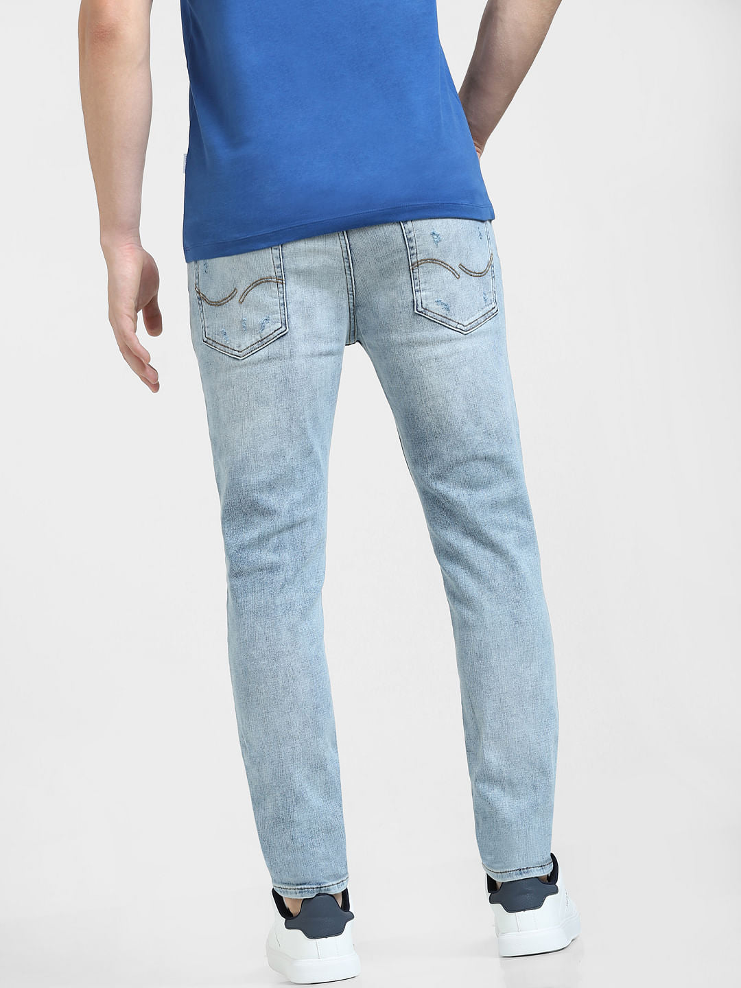 Blue Low Rise Distressed Liam Skinny Jeans