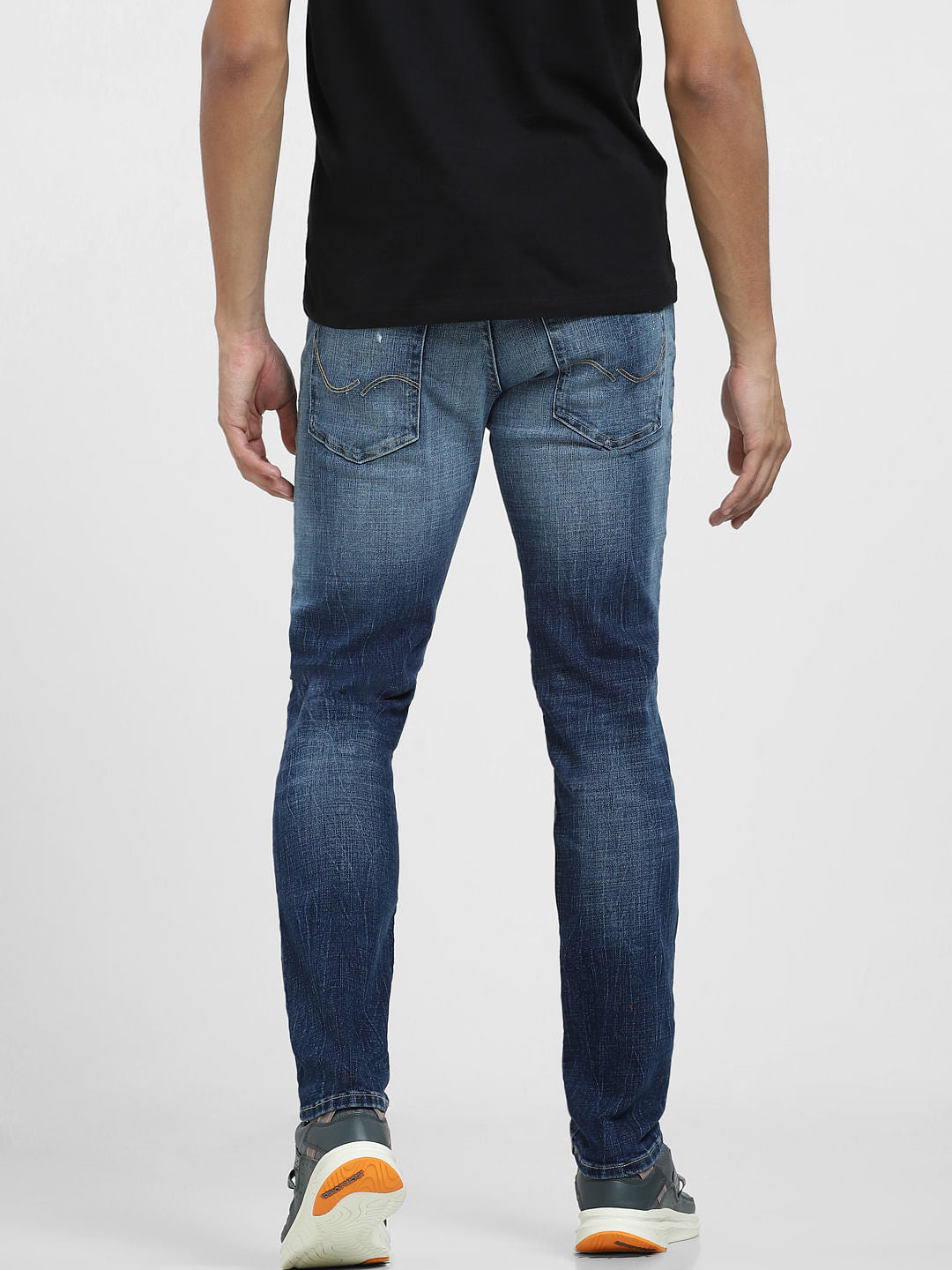 Blue Low Rise Distressed Glenn Slim Fit Jeans