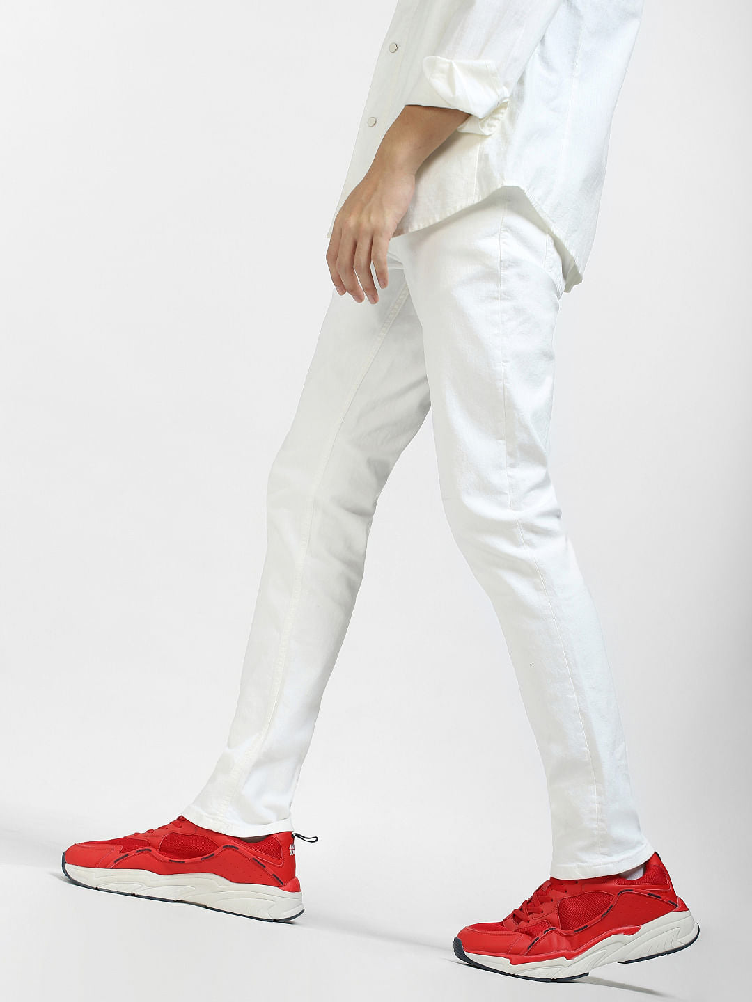 White Low Rise Ben Skinny Fit Jeans