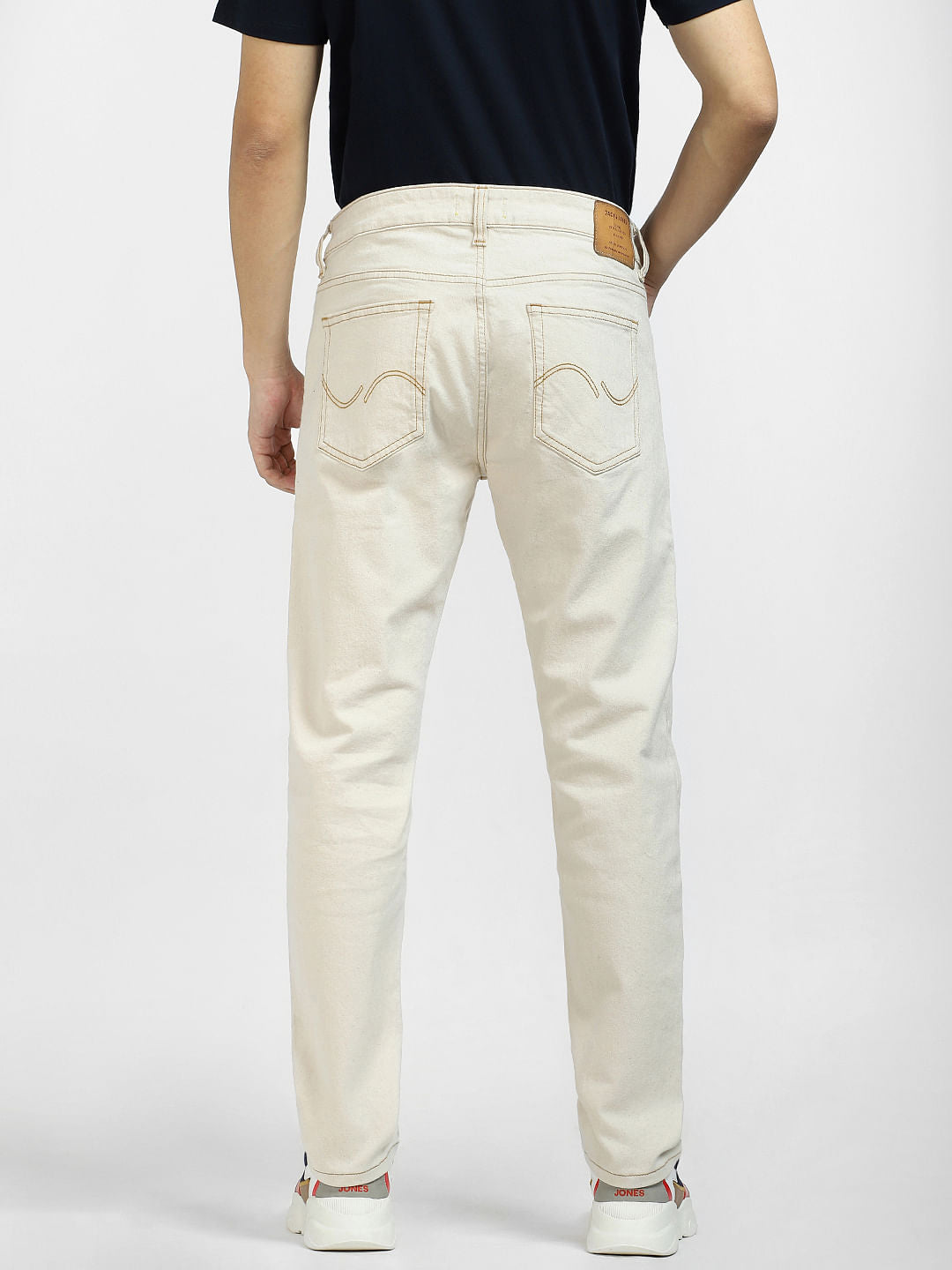 Beige Low Rise Tim Slim Fit Jeans